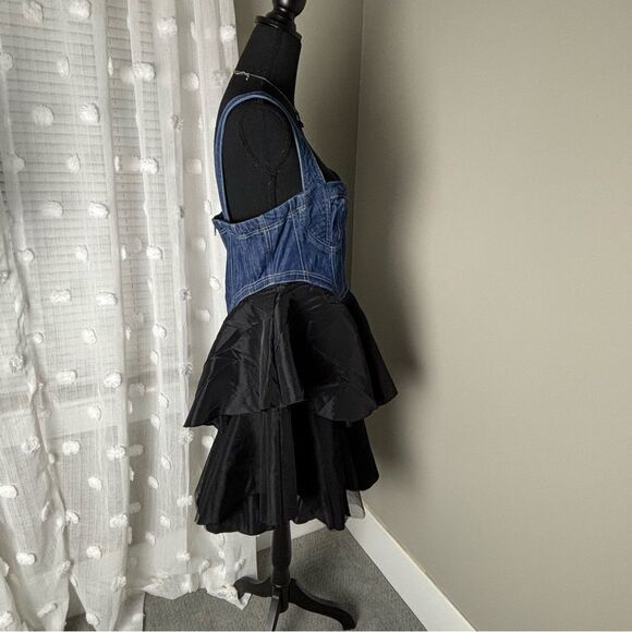 NEW Anthropologie‎ Pilcro sleeveless denim bodice tiered mini dress size large - Picture 15 of 16